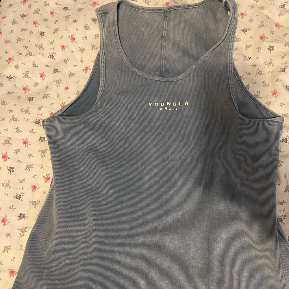 Youngla ribbed tank blue size medium